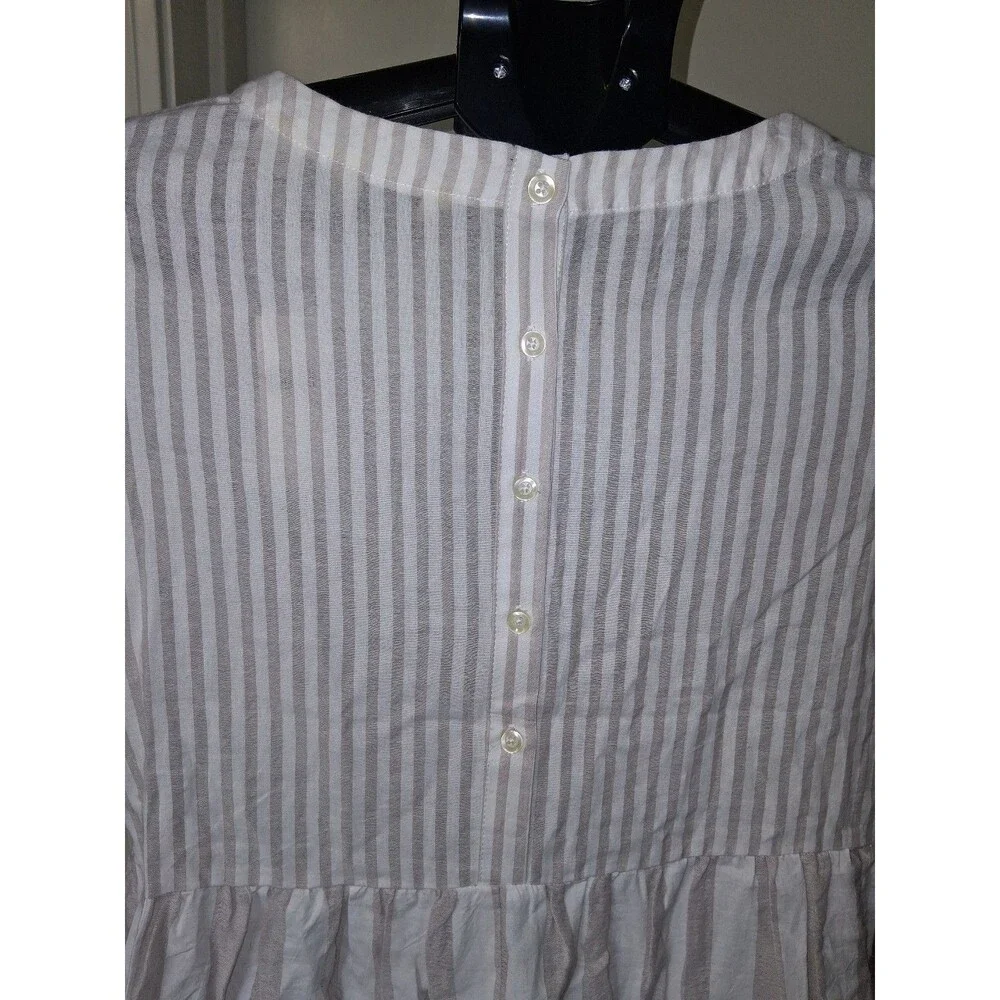 NEW! Women's 11.1 Tylho Anthropologie Striped Peplum Blouse w/ Button Back, S - Picture 9 of 12